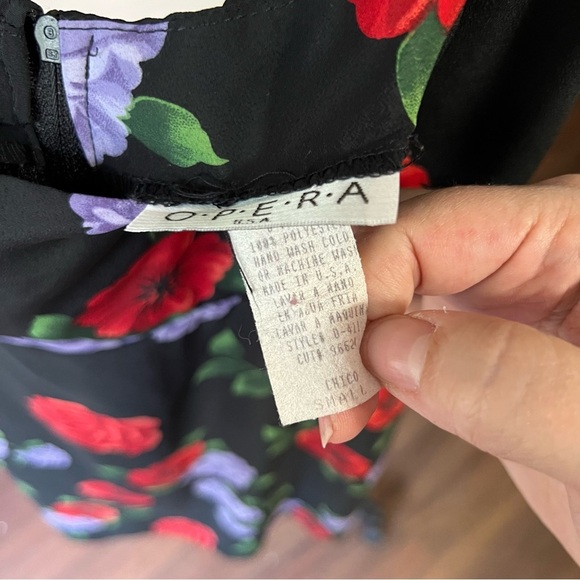 Vintage Floral Black Dress with Red and Purple Flowers - Picture 6 of 8